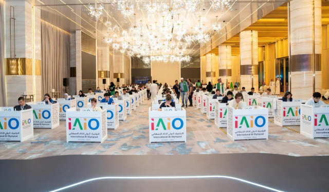 Participants in the first International AI Olympiad (IAIO) continue their scientific tests in Riyadh